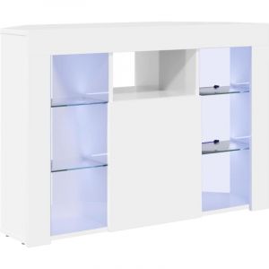 VidaXL Meuble TV LED d'Angle Montage mural Blanc brillant 100x40x68cm