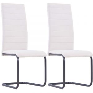 Image de VidaXL Chaises de salle à manger cantilever 2 pcs Crème Tissu