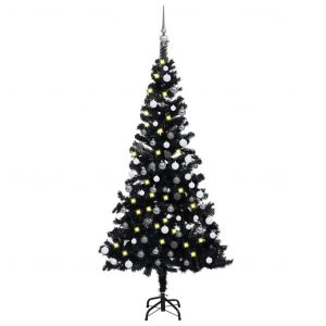 VidaXL Arbre de Noël artificiel avec LED et boules Noir 150 cm PVC