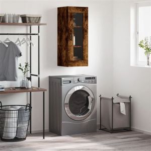 VidaXL Armoire Murale, Placard Suspendu avec Rangement, Meuble Flottant de Salon Bureau Chambre, Moderne, Chêne Fumé Bois d'Ingénierie