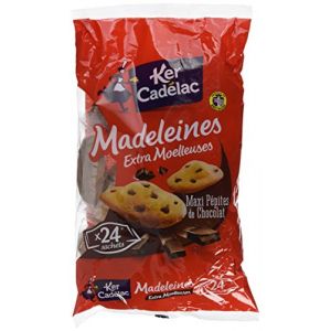 Ker cadelac Madeleines Maxi Pépites de Chocolat Extra Moelleuses - 600 g - Lot de 4 (Sachets de 24 x 4)