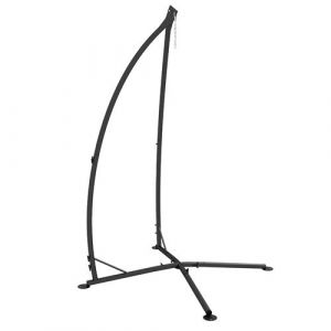 Outsunny Support fauteuil suspendu - pied fauteuil suspendu - h. 215 cm - charge max. reco. 130 Kg - m&eacute;tal noir - Noir