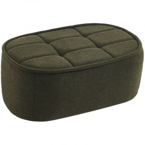 Pouf. repose-pieds pour chauffeuse 1 place Boni bouclette textur&eacute;e kaki L 91 x P 63 x H 40cm - Boni