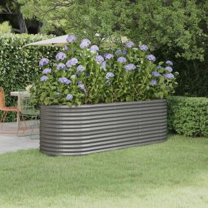VidaXL Jardini&egrave;re de jardin Acier enduit de poudre 224x80x68 cm Gris