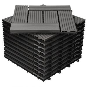 ECD Germany WPC Carreaux de Terrasse 30x30 cm - 33 Pièces par 3m² - avec Aspect Mosaïque -