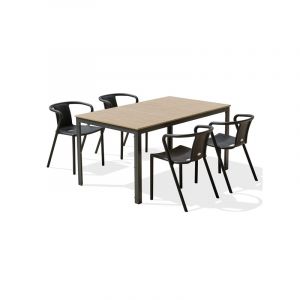 DCB Garden Ensemble repas de jardin 4 places en aluminium gris anthracite - BOSTON