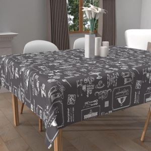 Soleil d'Ocre Nappe imprimée Anti-tâches carrée 180x180 cm Coffee