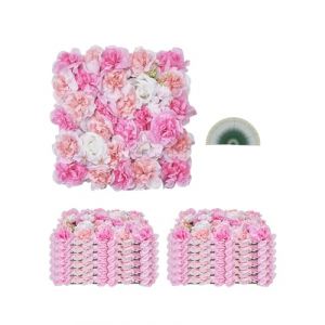 VEVOR Panneau Mural Décoratif Floral 12 PCS Mur à Fleurs Artificielles 3D, 38x38 cm, Conception Sans Couture Installation Facile pour Mariage, Saint-Valentin, Fête Prénatale, Décoration de Fond, Rose