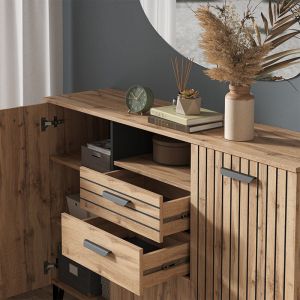 Vicco - Commode avec tiroirs Amber, Marron, 150 x 100 cm