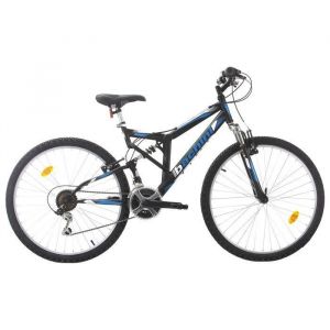 Bachini Vélo VTT 26'' (Noir & Bleu)Tout Suspendu équipé de 18 Vitesses avec transmission Shimano & Freins V-Brake Alu.