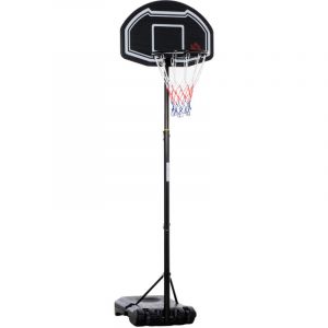 Homcom Panier de basket ext&eacute;rieur - hauteur r&eacute;glable 197,5-254 cm roulettes - base stable remplissable d'eau ou de sable - noir
