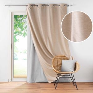 Douceur D'int&eacute;rieur - Lot de 4 Rideaux &agrave; Oeillets avec Doublure Amovible (140 x 260 cm) Coverline Beige, Thermiques & 100% Occultant