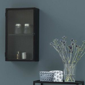 Etagère murale métal et verre armé noir