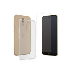Muvit Coque transparente + verre tremp&eacute; pour Nokia 4.2