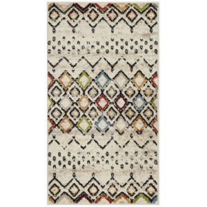 Safavieh Amsterdam Collection AMS108K Tapis marocain Non Pelucheux pour Salon, Chambre à Coucher, 7,6 x 1,2 m, Ivoire/Multicolore