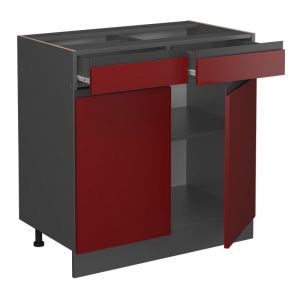 Vicco meuble cuisine R-Line, Rouge, 80 cm J-Shape, sans plan de travail