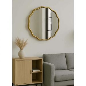 Miroir - ORNAMURA - Vague d'or - 60 cm - Métal doré - Design ondulé élégant