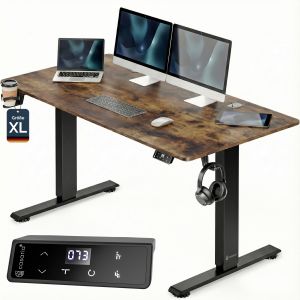 Bureau &agrave; hauteur r&eacute;glable Marron 160x75x72-117cm