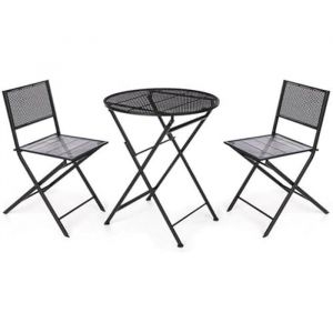 Table set with 2 chairs Black