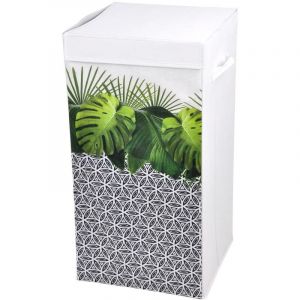 Image de Coffre à linge intissé 54L Graphic Jungle s Blanc