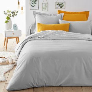Housse de couette unie en polycoton, Scenario Gris Perle Taille 140X200 cm;160X210 cm;200X200 cm;240X220 cm;260X240 cm;200x210 cm