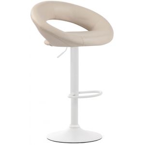 CLP Tabouret de bar Olinda en similicuir beige Métal blanc mat