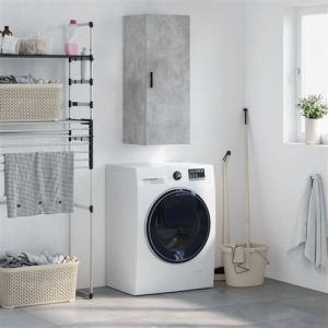 VidaXL Armoire Murale, Placard Suspendu avec Rangement, Meuble Flottant de Salon Bureau Chambre, Moderne, Gris Béton Bois d'Ingénierie