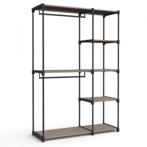 Songmics Armoire De Rangement, Avec Barres De Suspension, Porte-Vêtements, Organisateur, Pour Vestiaire, Chambre, 43 X 124 X 182 Cm, Taupe