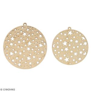 Artémio Médaillons en bois à décorer - Étoiles - 10 et 21 cm - 2 pcs