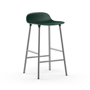 Normann Copenhagen Tabouret FORM BARSTOOL H 65 cm avec piètement en chrome (Vert - Polipropilene e acciaio cromato)