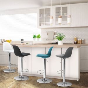 Idmarket Lot de 4 tabourets de bar KARL mix color gris foncé, bleu canard, blanc et noir