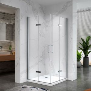 AT&Eacute;A Cabine de douche H 180 cm, 2 portes pliantes et pivotantes - verre transparent 90 x 90 cm