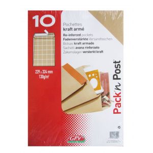 Gpv 10 Pochettes Kraft Armé 229x324 mm 130g