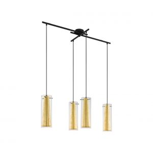 Image de Eglo Suspension PINTO GOLD Noir, 4 lumières - Moderne - Intérieur - GOLD - Délai de livraison moyen: 10 à 14 jours ouvrés. Port gratuit France métropolitaine et Belgique dès 100 €.