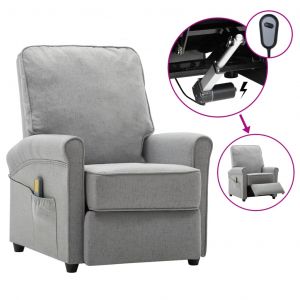 VidaXL Fauteuil inclinable électrique de massage Tissu Gris clair