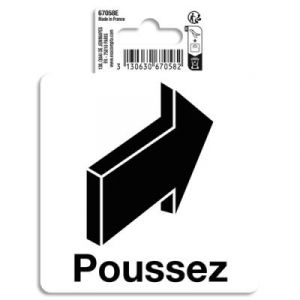 Exacompta Réf. 67058E - 1 pictogramme adhésif Poussez - En vinyle PVC traité anti-dérapant et résistant aux UV - Dimensions : 10 x 10 cm Coloris : noir sur fond blanc