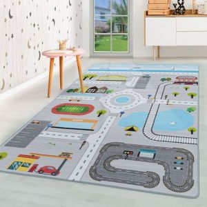 Homebyhome Tapis enfant tapis de jeu color gris 140x200 cm tapis chambre enfant tapis chambre bébé