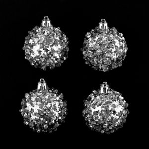 Image de Atmosphera Lot de 4 boules de noël Effet goutte - Argent