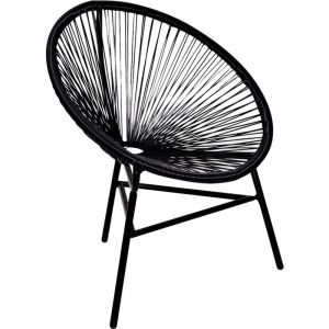 VidaXL Chaise de jardin forme de lune R&eacute;sine tress&eacute;e Noir
