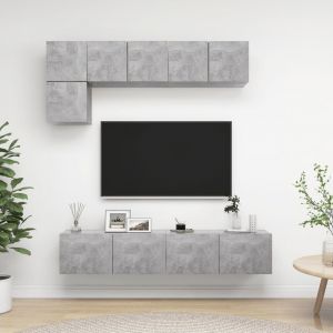 Image de VidaXL Ensemble de meuble tv 5 pcs Gris béton Aggloméré Gris