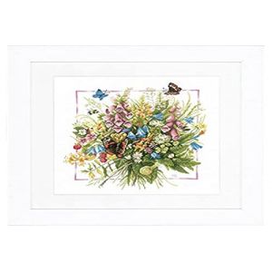Lanarte Kit de Point de Croix compté: Bouquet d'été (Tissage Uniforme) PN-0144527 36 x 38 cm Blanc
