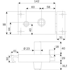 Iseo France Serrure ZENITH 542 horizontal fouillot cylindre de 45 droite - 25030451.5