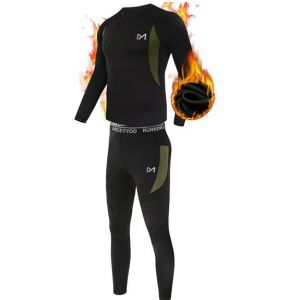 Image de MEETYOO Ensemble de sous-Vêtements Thermiques Homme, Sport Base Layer Maillot Manches Longues Pantalon Quick Dry Sou Vetement pour L'entraînement Ski Running Randonnée