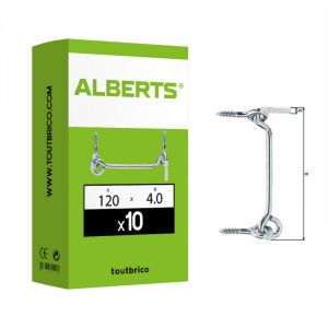 Alberts 204457 contrevent| avec &oelig;illets| Zingu&eacute; | Longueur 120 mm | &Oslash; du Crochet 4 mm Ferrures de Portes en Bois, Gris