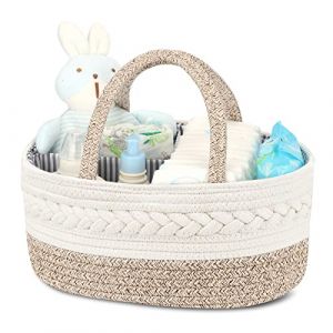 Maliton Panier Rangement Bebe, Rangement Lange Bebe Avec Compartiments Et Poignees, Couches Bebe Portable, Panier Organisateur Bebe