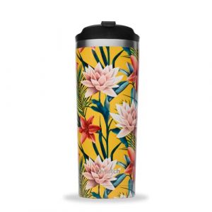 Qwetch Mug isotherme - 470 ml - Jaune - Acier inoxydable - Étanche