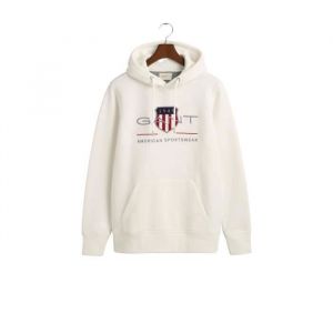 Gant (marque) Hoodie droit en coton m&eacute;lang&eacute; logotyp&eacute;