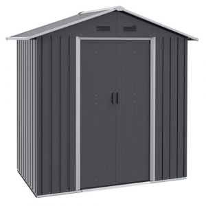 Outsunny Abri de jardin - remise pour outils - cabanon porte verrouillable - dim. 194L x 110l x 184H cm - tôle d'acier anthracite