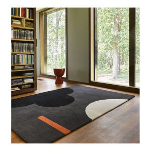 Orla Kiely Tapis floral laine tuft&eacute; main moderne graphique Geo Flower 120x180 Gris