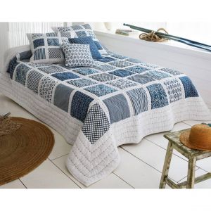 Housse de coussin MYKONOS bleue en coton